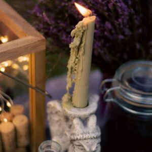 a candle is lit